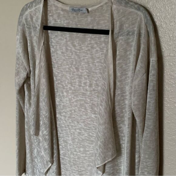 Elena Baldi Made in Italy Open Front Beige Cardigan with Lace Insert Size Small - Picture 4 of 8